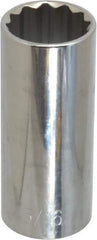 Paramount - 15/16", 1/2" Drive, Deep Hand Socket - 12 Points, 3-3/32" OAL, Steel, Chrome Finish - Best Tool & Supply