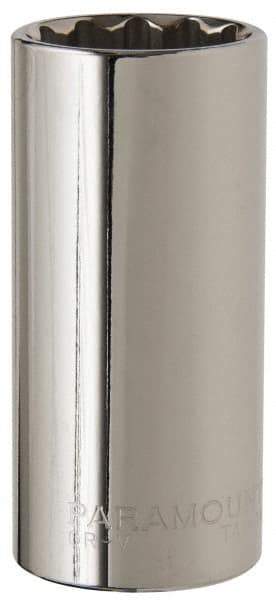 Paramount - 1-1/16", 1/2" Drive, Deep Hand Socket - 12 Points, 3-3/32" OAL, Steel, Chrome Finish - Best Tool & Supply