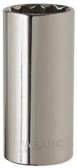 Paramount - 1-1/16", 1/2" Drive, Deep Hand Socket - 12 Points, 3-3/32" OAL, Steel, Chrome Finish - Best Tool & Supply