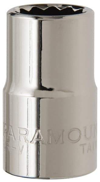 Paramount - 9/16", 1/2" Drive, Standard Hand Socket - 12 Points, 1-1/2" OAL, Steel, Chrome Finish - Best Tool & Supply