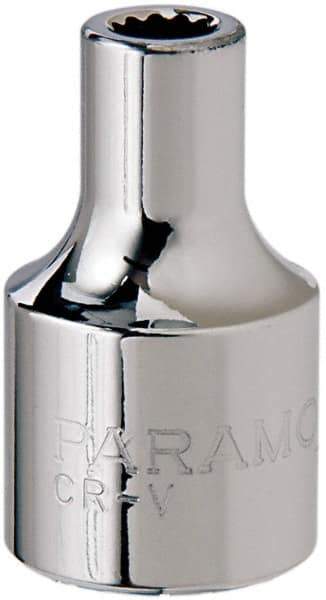 Paramount - 1/4", 1/2" Drive, Standard Hand Socket - 12 Points, 1-1/2" OAL, Steel, Chrome Finish - Best Tool & Supply