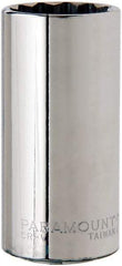 Paramount - 3/8" Drive, Deep Hand Socket - 12 Points, 2-1/2" OAL, Steel, Chrome Finish - Best Tool & Supply