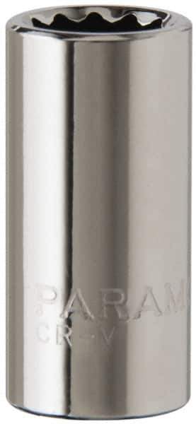 Paramount - 1/4" Drive, Standard Hand Socket - 12 Points, 15/16" OAL, Steel, Chrome Finish - Best Tool & Supply