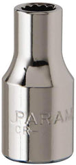 Paramount - 1/4" Drive, Standard Hand Socket - 12 Points, 15/16" OAL, Steel, Chrome Finish - Best Tool & Supply