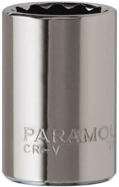 Paramount - 1/4" Drive, Standard Hand Socket - 12 Points, 15/16" OAL, Steel, Chrome Finish - Best Tool & Supply