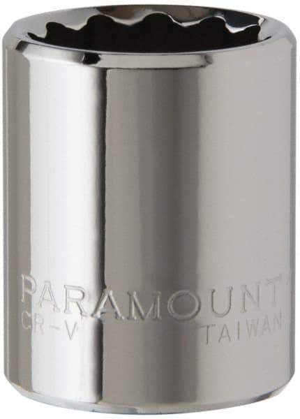 Paramount - 1/4" Drive, Standard Hand Socket - 12 Points, 15/16" OAL, Steel, Chrome Finish - Best Tool & Supply