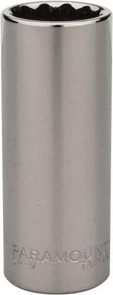 Paramount - 1/4" Drive, Deep Hand Socket - 12 Points, 1-15/16" OAL, Steel, Chrome Finish - Best Tool & Supply