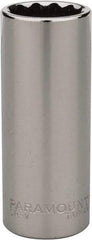 Paramount - 1/4" Drive, Deep Hand Socket - 12 Points, 1-15/16" OAL, Steel, Chrome Finish - Best Tool & Supply