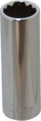 Paramount - 1/4" Drive, Deep Hand Socket - 12 Points, 1-15/16" OAL, Steel, Chrome Finish - Best Tool & Supply