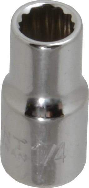 Paramount - 1/4", 1/4" Drive, Standard Hand Socket - 12 Points, 15/16" OAL, Steel, Chrome Finish - Best Tool & Supply