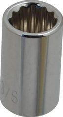 Paramount - 3/8", 1/4" Drive, Standard Hand Socket - 12 Points, 15/16" OAL, Steel, Chrome Finish - Best Tool & Supply