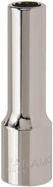 Paramount - 1/2" Drive, Deep Hand Socket - 12 Points, 3-3/32" OAL, Steel, Chrome Finish - Best Tool & Supply