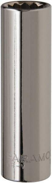 Paramount - 1/2" Drive, Deep Hand Socket - 12 Points, 3-9/32" OAL, Steel, Chrome Finish - Best Tool & Supply