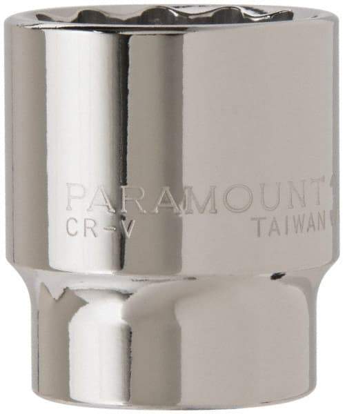 Paramount - 1/2" Drive, Standard Hand Socket - 12 Points, 1-1/2" OAL, Steel, Chrome Finish - Best Tool & Supply