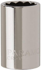 Paramount - 1/2" Drive, Standard Hand Socket - 12 Points, 1-1/2" OAL, Steel, Chrome Finish - Best Tool & Supply