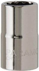 Paramount - 1/2" Drive, Standard Hand Socket - 12 Points, 1-1/2" OAL, Steel, Chrome Finish - Best Tool & Supply