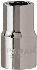 Paramount - 1/2" Drive, Standard Hand Socket - 12 Points, 1-1/2" OAL, Steel, Chrome Finish - Best Tool & Supply