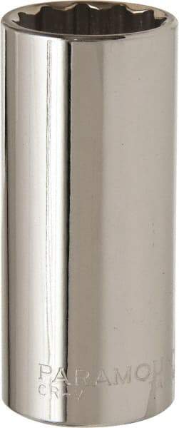 Paramount - 1", 1/2" Drive, Deep Hand Socket - 12 Points, 3-3/32" OAL, Steel, Chrome Finish - Best Tool & Supply