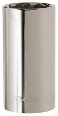 Paramount - 1-1/8", 1/2" Drive, Deep Hand Socket - 12 Points, 3-3/32" OAL, Steel, Chrome Finish - Best Tool & Supply