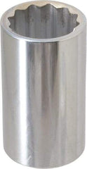 Paramount - 1-1/4", 1/2" Drive, Deep Hand Socket - 12 Points, 3-1/4" OAL, Steel, Chrome Finish - Best Tool & Supply