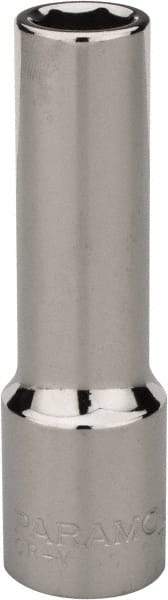 Paramount - 7/16", 1/2" Drive, Deep Hand Socket - 6 Points, 3-1/4" OAL, Steel, Chrome Finish - Best Tool & Supply