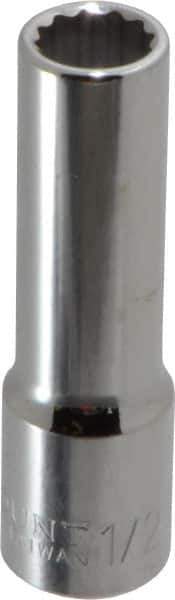 Paramount - 1/2", 1/2" Drive, Deep Hand Socket - 12 Points, 3-3/32" OAL, Steel, Chrome Finish - Best Tool & Supply