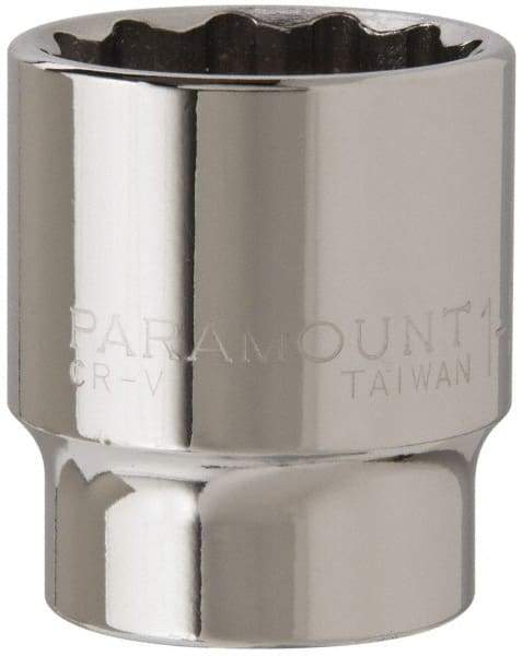 Paramount - 1-3/16", 1/2" Drive, Standard Hand Socket - 12 Points, 1-1/2" OAL, Steel, Chrome Finish - Best Tool & Supply