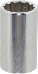 Paramount - 1/2", 3/8" Drive, Standard Hand Socket - 12 Points, 1-3/16" OAL, Steel, Chrome Finish - Best Tool & Supply