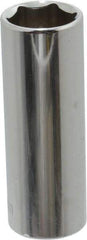 Paramount - 1/4" Drive, Deep Hand Socket - 6 Points, 1-15/16" OAL, Steel, Chrome Finish - Best Tool & Supply