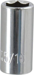 Paramount - 5/16", 1/4" Drive, Standard Hand Socket - 6 Points, 15/16" OAL, Steel, Chrome Finish - Best Tool & Supply