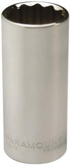 Paramount - 3/8" Drive, Deep Hand Socket - 12 Points, 1-15/16" OAL, Steel, Chrome Finish - Best Tool & Supply