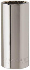 Paramount - 3/8" Drive, Deep Hand Socket - 12 Points, 2-1/2" OAL, Steel, Chrome Finish - Best Tool & Supply