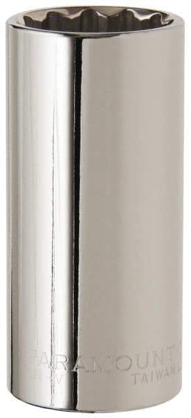 Paramount - 1/2" Drive, Deep Hand Socket - 12 Points, 3-3/32" OAL, Steel, Chrome Finish - Best Tool & Supply