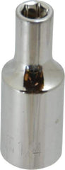 Paramount - 1/4", 3/8" Drive, Deep Hand Socket - 6 Points, 1-15/16" OAL, Steel, Chrome Finish - Best Tool & Supply