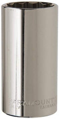 Paramount - 1/2" Drive, Deep Hand Socket - 12 Points, 3-1/4" OAL, Steel, Chrome Finish - Best Tool & Supply