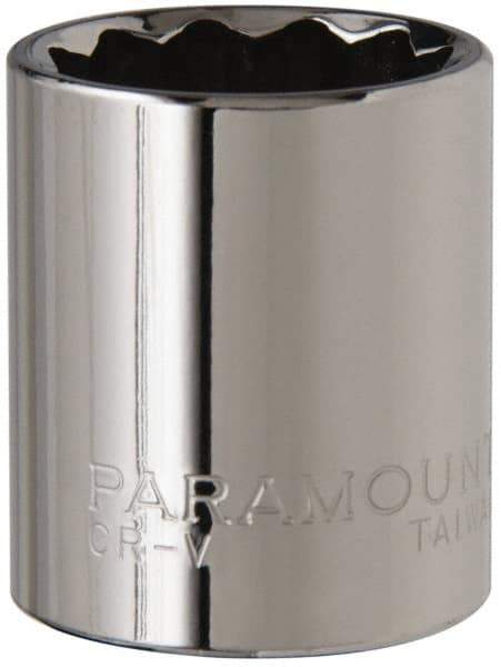 Paramount - 3/8" Drive, Standard Hand Socket - 12 Points, 1-3/16" OAL, Steel, Chrome Finish - Best Tool & Supply