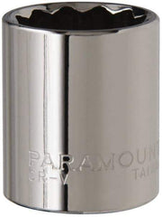 Paramount - 3/8" Drive, Standard Hand Socket - 12 Points, 1-3/16" OAL, Steel, Chrome Finish - Best Tool & Supply