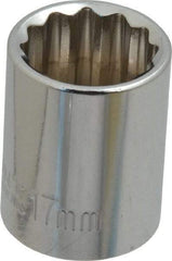 Paramount - 3/8" Drive, Standard Hand Socket - 12 Points, 1-3/16" OAL, Steel, Chrome Finish - Best Tool & Supply