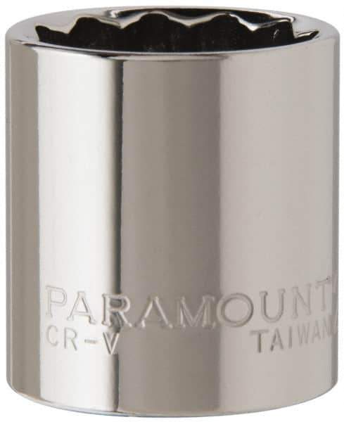 Paramount - 3/8" Drive, Standard Hand Socket - 12 Points, 1-3/16" OAL, Steel, Chrome Finish - Best Tool & Supply