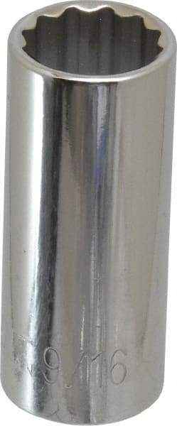 Paramount - 9/16", 3/8" Drive, Deep Hand Socket - 12 Points, 1-15/16" OAL, Steel, Chrome Finish - Best Tool & Supply