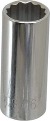 Paramount - 9/16", 3/8" Drive, Deep Hand Socket - 12 Points, 1-15/16" OAL, Steel, Chrome Finish - Best Tool & Supply