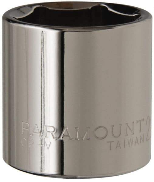 Paramount - 3/8" Drive, Standard Hand Socket - 6 Points, 1-3/16" OAL, Steel, Chrome Finish - Best Tool & Supply