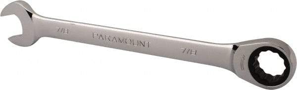 Paramount - 7/8" 12 Point Ratcheting Combination Wrench - 11-7/32" OAL, Chrome Vanadium Steel, Polished Finish - Best Tool & Supply