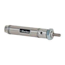 Parker - 1" Stroke x 9/16" Bore Double Acting Air Cylinder - 10-32 Port, 10-32 Rod Thread, 250 Max psi, 14 to 140°F - Best Tool & Supply