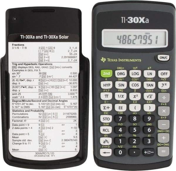 Texas Instruments - LCD 1 Function Handheld Calculator - 10 x 1 Display Size, Dark Gray & Black, (2) A76 Batteries Powered, 6" Long x 3-1/8" Wide - Best Tool & Supply