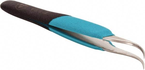 Erem - 5-1/2" OAL 7-SA Ergonomic Tweezers - Curved, Fine Point, High Precision Tips - Best Tool & Supply