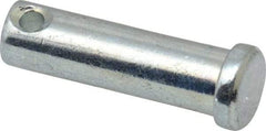 Made in USA - 7/16" Pin Diam, 1-1/2" OAL, Standard Clevis Pin - 5/32" Hole, 1-11/32" Usable Length, Zinc-Plated Steel - Best Tool & Supply