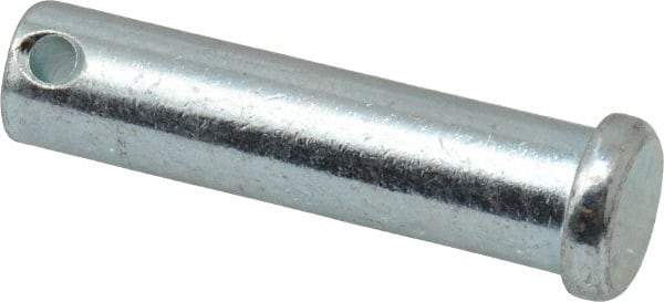 Made in USA - 1/2" Pin Diam, 2" OAL, Standard Clevis Pin - 5/32" Hole, 1-27/32" Usable Length, Zinc-Plated Steel - Best Tool & Supply