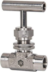 Ham-Let - 5,000 Max psi, 1/8" Pipe, 316 Grade Stainless Steel, Inline Stem Vee Instrumentation Needle Valve - FNPT x FNPT End Connections, Swaglok SS-OVF2-SH - Best Tool & Supply