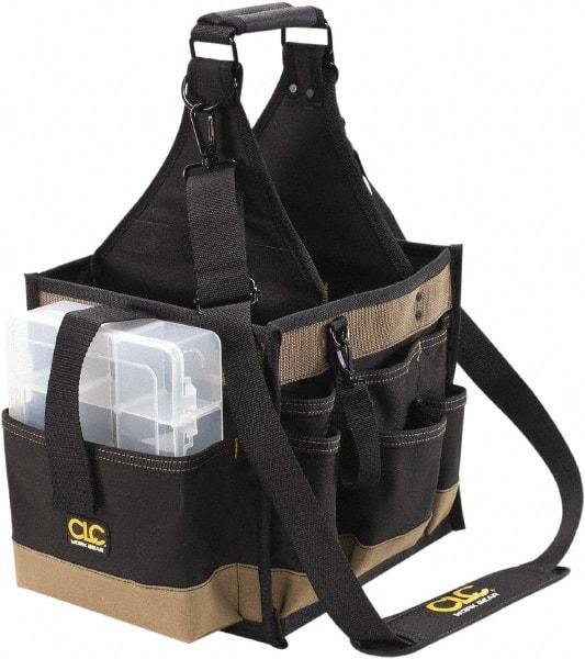 CLC - 23 Pocket Black & Brown Polyester Tool Bag - 11" Wide x 10" Deep x 19" High - Best Tool & Supply